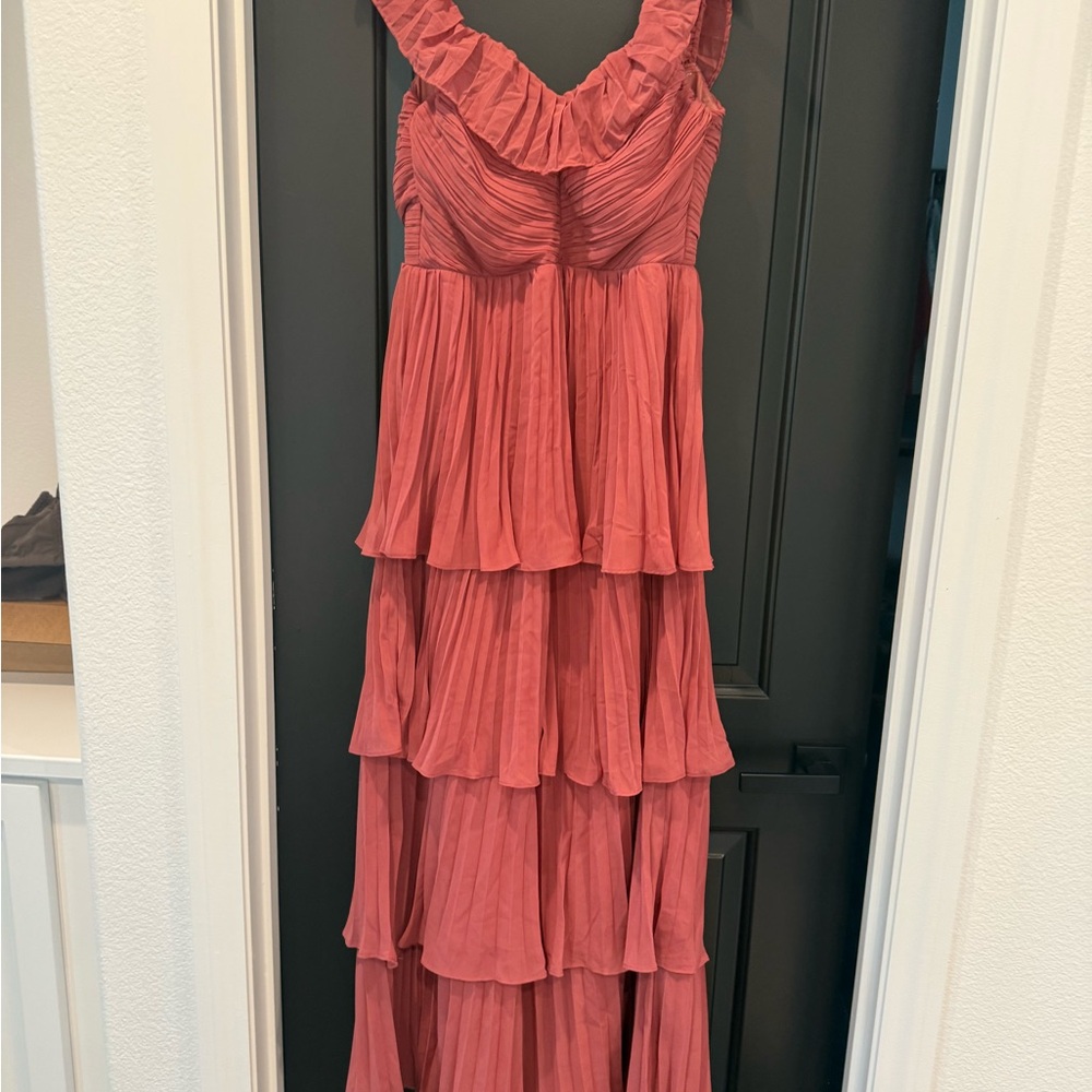 Lulu's Coral Tiered Maxi Dress